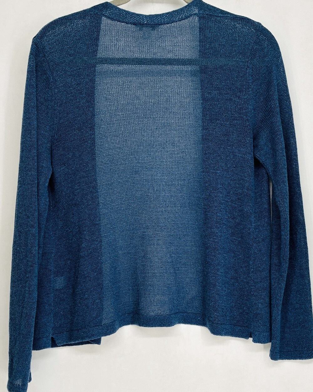 J. Jill Blue Linen Blend Open Front Cardigan Lightweight Slub Knit XS Capsule